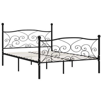 vidaXL Bed Frame without Mattress with Slatted Base Black Metal 140x200 cm