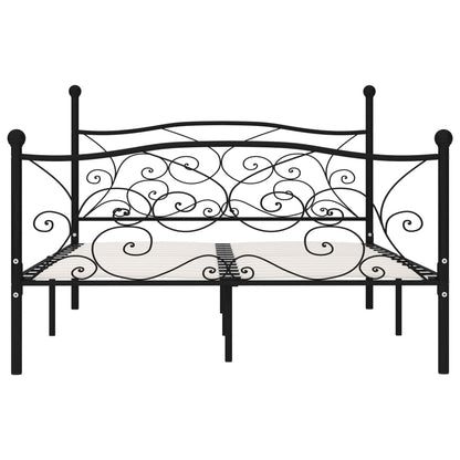 vidaXL Bed Frame without Mattress with Slatted Base Black Metal 140x200 cm