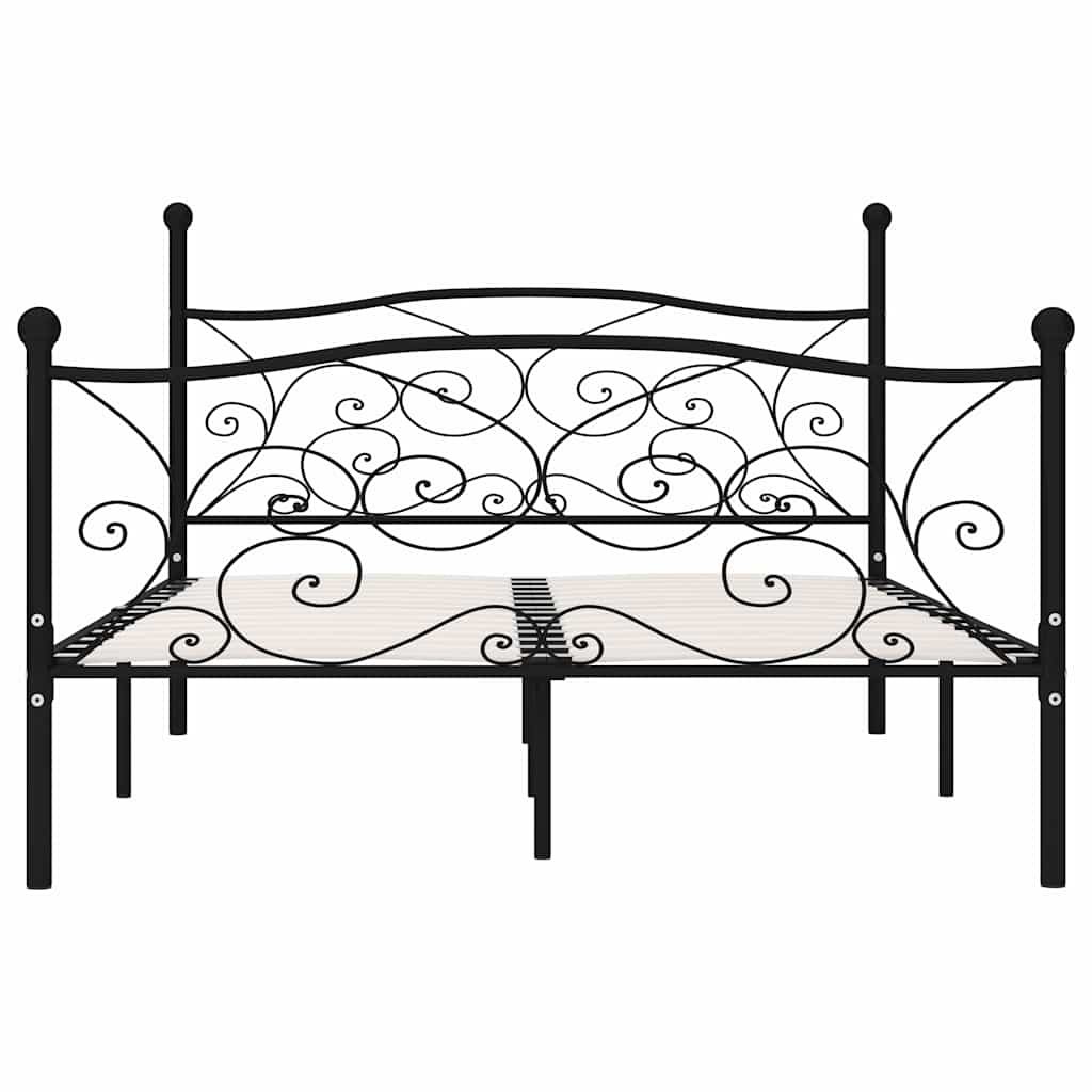 vidaXL Bed Frame without Mattress with Slatted Base Black Metal 140x200 cm