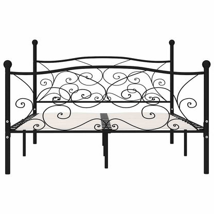 vidaXL Bed Frame without Mattress with Slatted Base Black Metal 140x200 cm