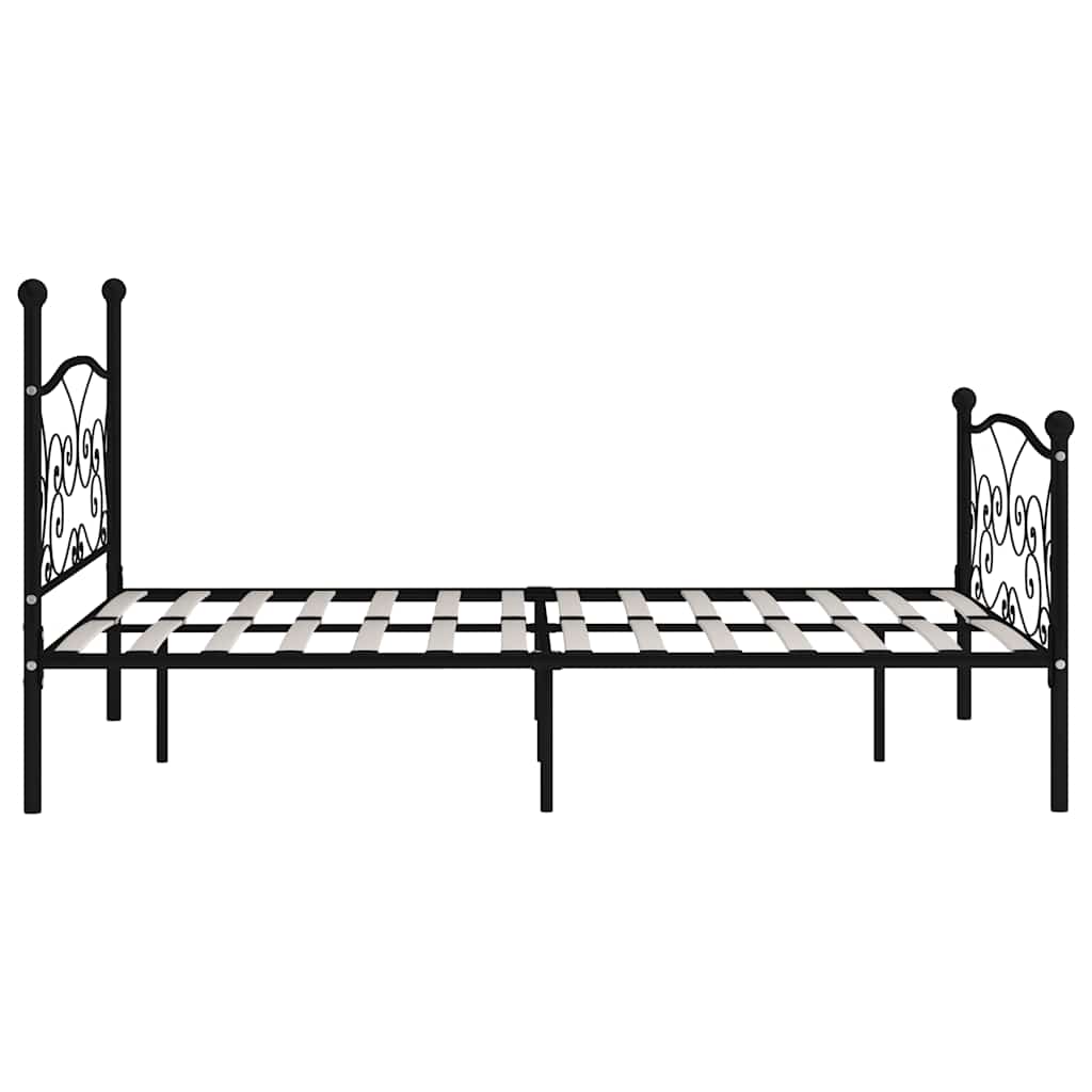 vidaXL Bed Frame without Mattress with Slatted Base Black Metal 140x200 cm