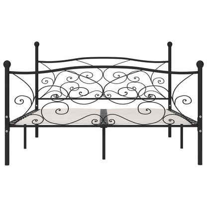 vidaXL Bed Frame without Mattress with Slatted Base Black Metal 180x200 cm Super King