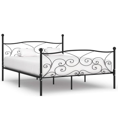 vidaXL Bed Frame | Black | Metal, Plywood | Double |  Simple  | Bed Frame