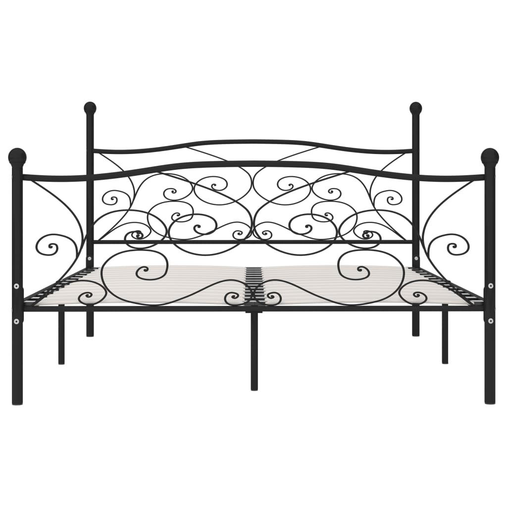 vidaXL Bed Frame | Black | Metal, Plywood | Double |  Simple  | Bed Frame
