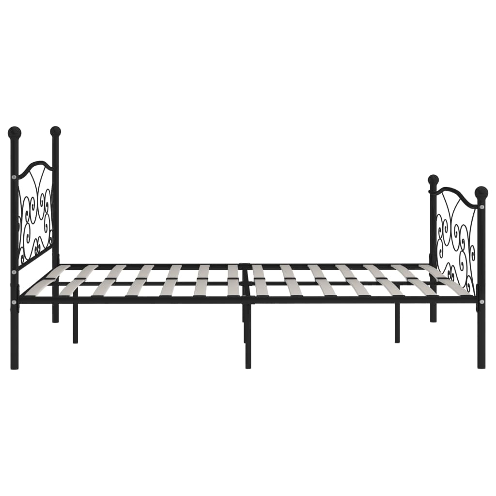 vidaXL Bed Frame | Black | Metal, Plywood | Double |  Simple  | Bed Frame