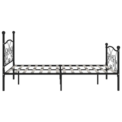 vidaXL Bed Frame | Black | Metal, Plywood | Double |  Simple  | Bed Frame