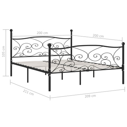 vidaXL Bed Frame | Black | Metal, Plywood | Double |  Simple  | Bed Frame