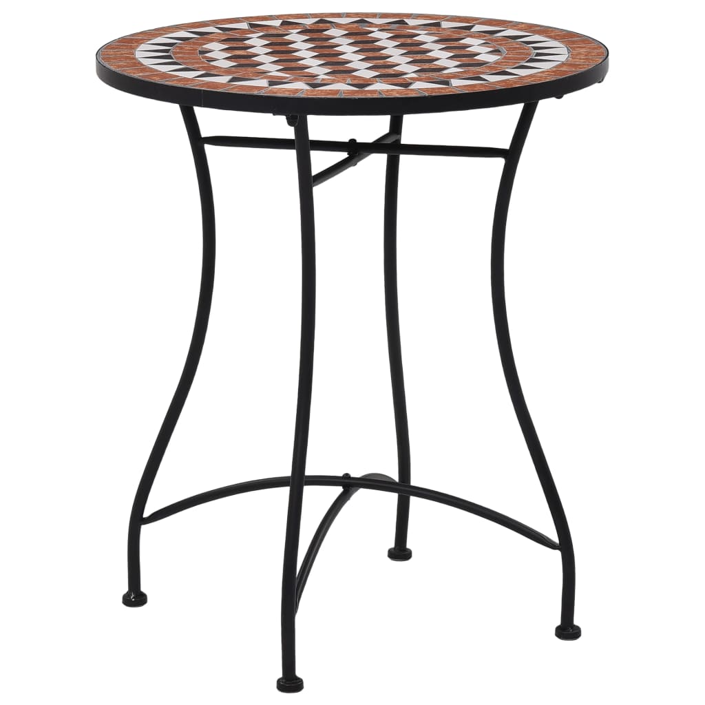 vidaXL Mosaic Bistro Set | Terracotta | Powder-coated iron, ceramic tile