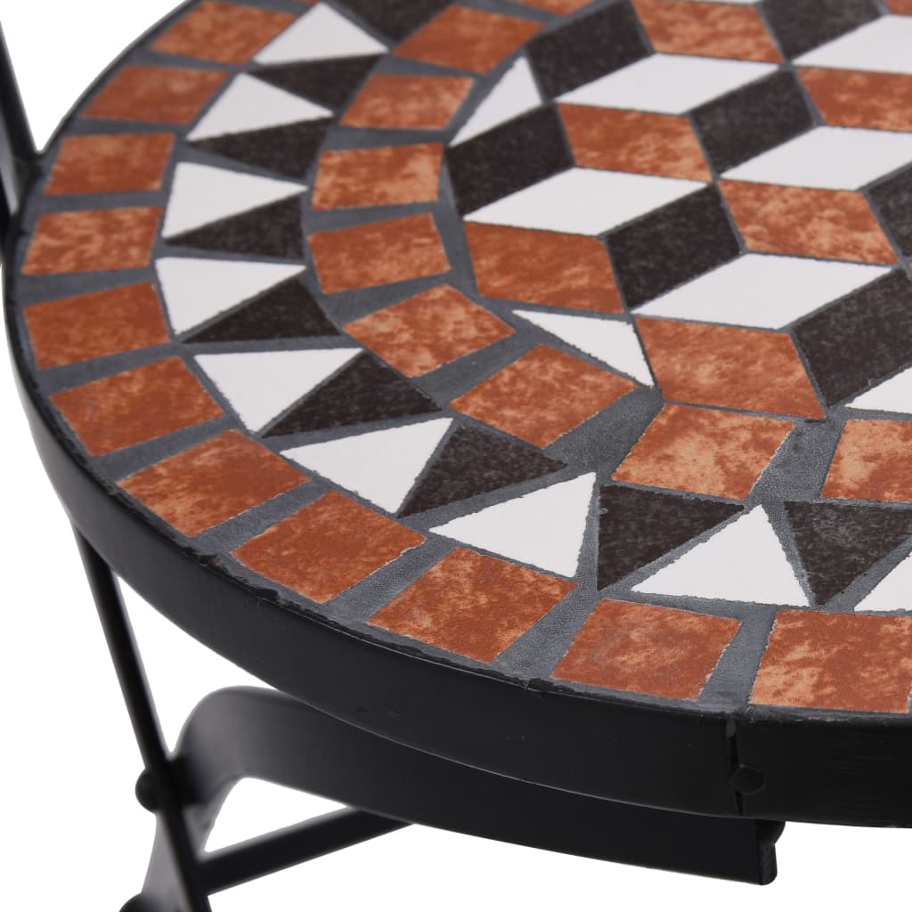 vidaXL Mosaic Bistro Set | Terracotta | Powder-coated iron, ceramic tile
