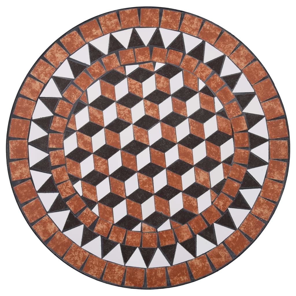 vidaXL Mosaic Bistro Set | Terracotta | Powder-coated iron, ceramic tile