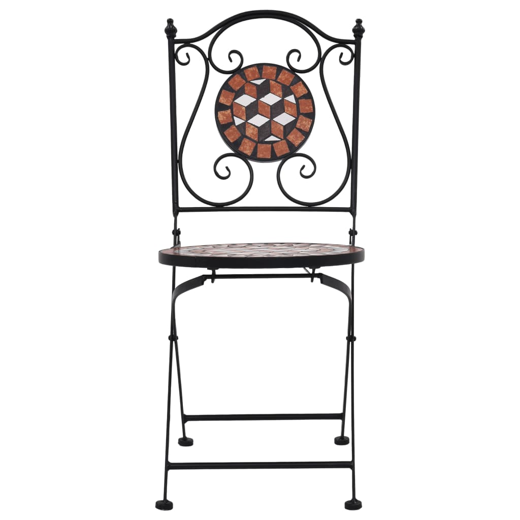 vidaXL Mosaic Bistro Set | Terracotta | Powder-coated iron, ceramic tile