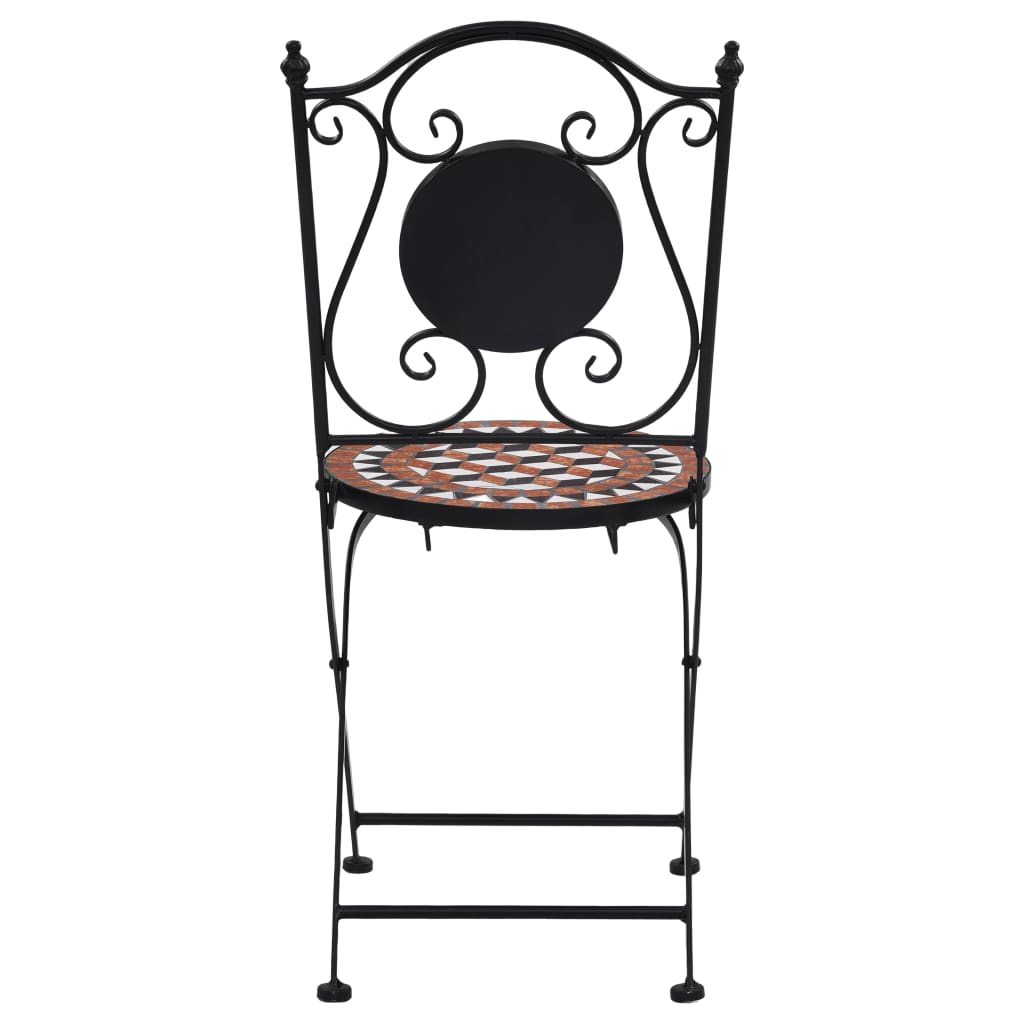 vidaXL Mosaic Bistro Set | Terracotta | Powder-coated iron, ceramic tile