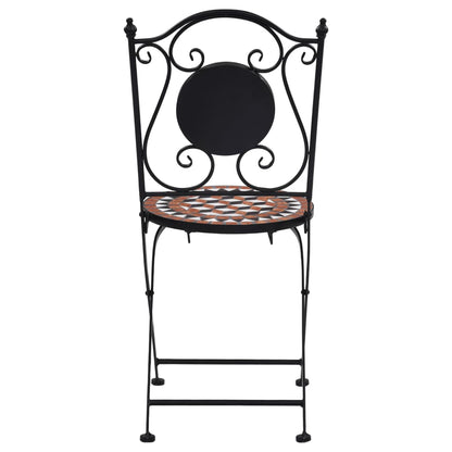 vidaXL Mosaic Bistro Set | Terracotta | Powder-coated iron, ceramic tile