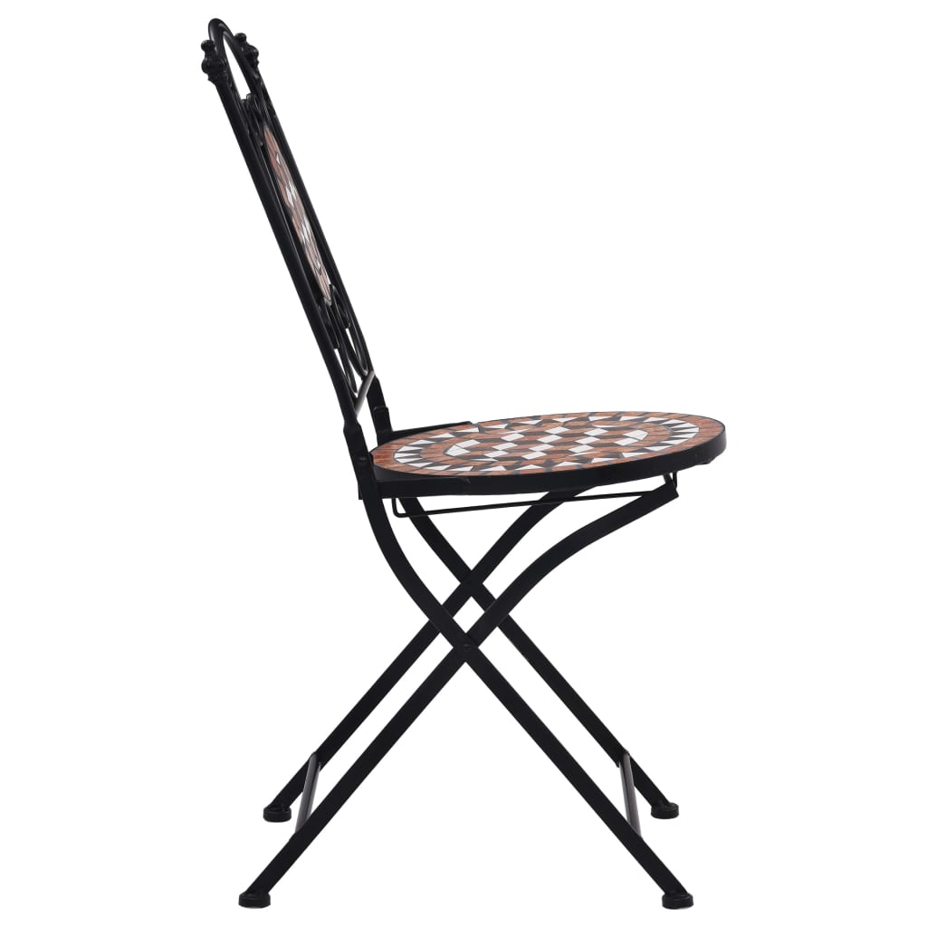 vidaXL Mosaic Bistro Set | Terracotta | Powder-coated iron, ceramic tile