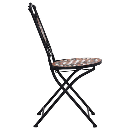 vidaXL Mosaic Bistro Set | Terracotta | Powder-coated iron, ceramic tile