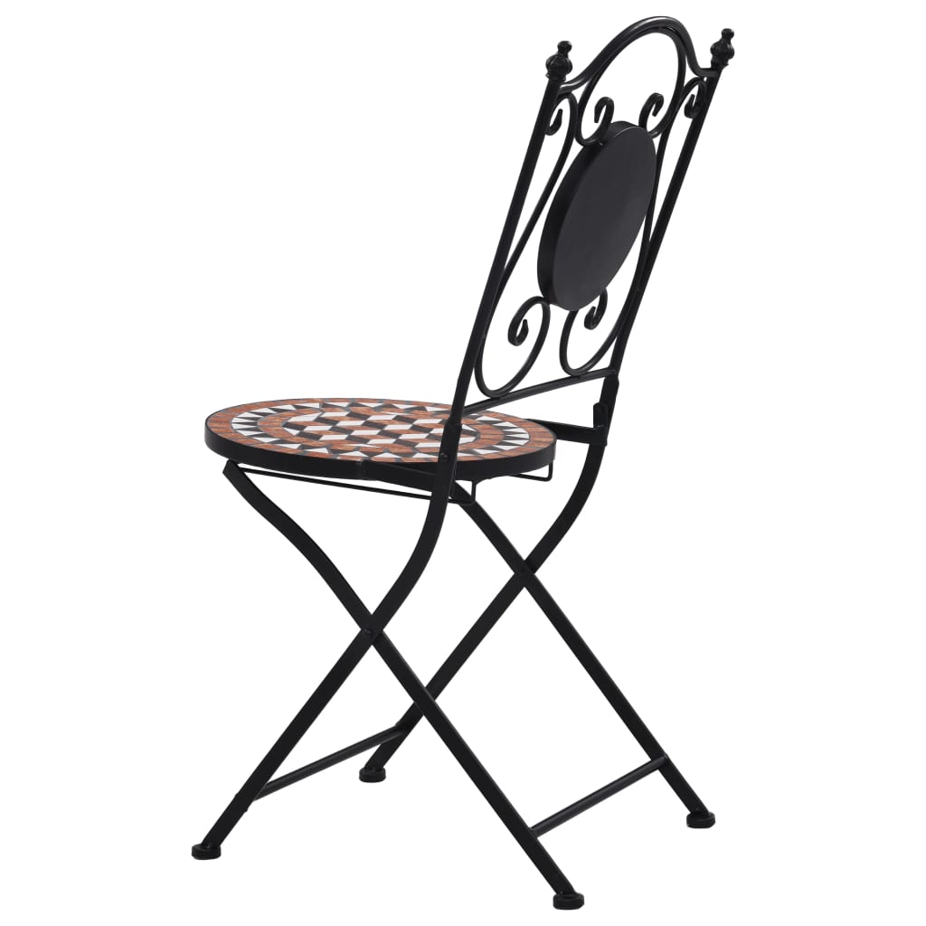 vidaXL Mosaic Bistro Set | Terracotta | Powder-coated iron, ceramic tile