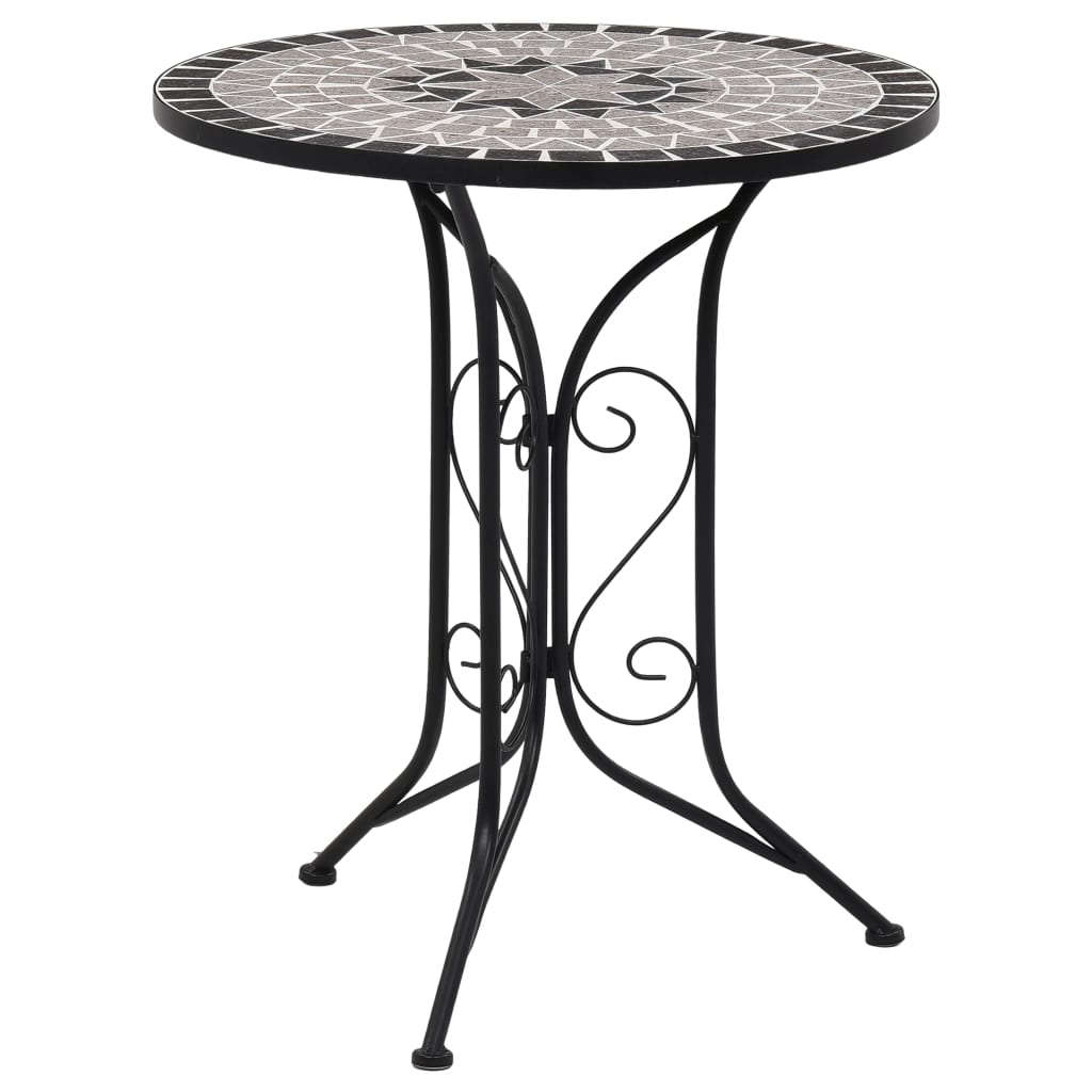 vidaXL Mosaic Bistro Set | Grey and Black | Powder-coated iron and ceramic