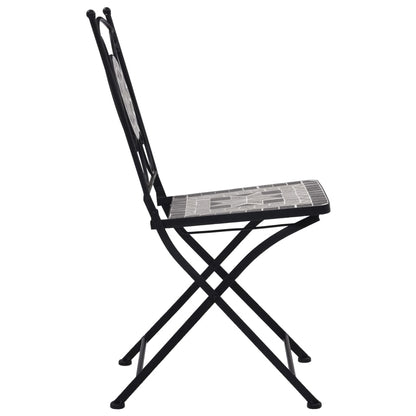 vidaXL Mosaic Bistro Set | Grey and Black | Powder-coated iron and ceramic