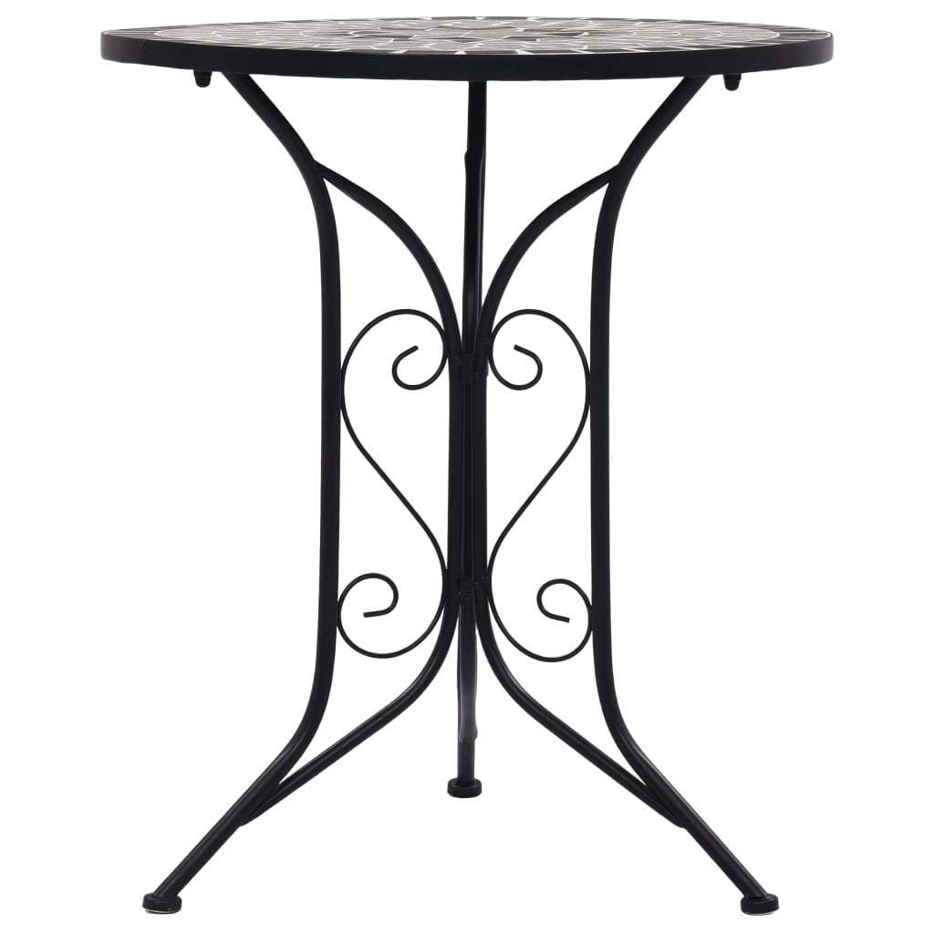 vidaXL Mosaic Bistro Set | Grey and Black | Powder-coated iron and ceramic