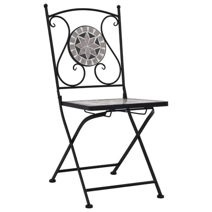 vidaXL Mosaic Bistro Set | Grey and Black | Powder-coated iron and ceramic