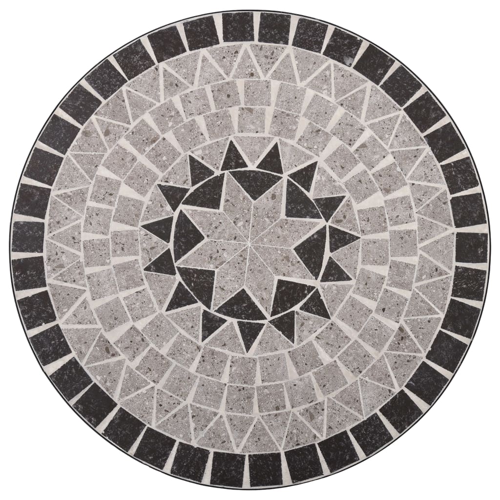 vidaXL Mosaic Bistro Set | Grey and Black | Powder-coated iron and ceramic