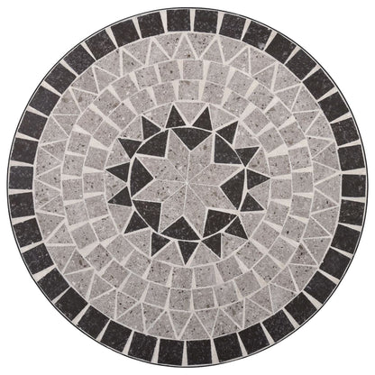 vidaXL Mosaic Bistro Set | Grey and Black | Powder-coated iron and ceramic