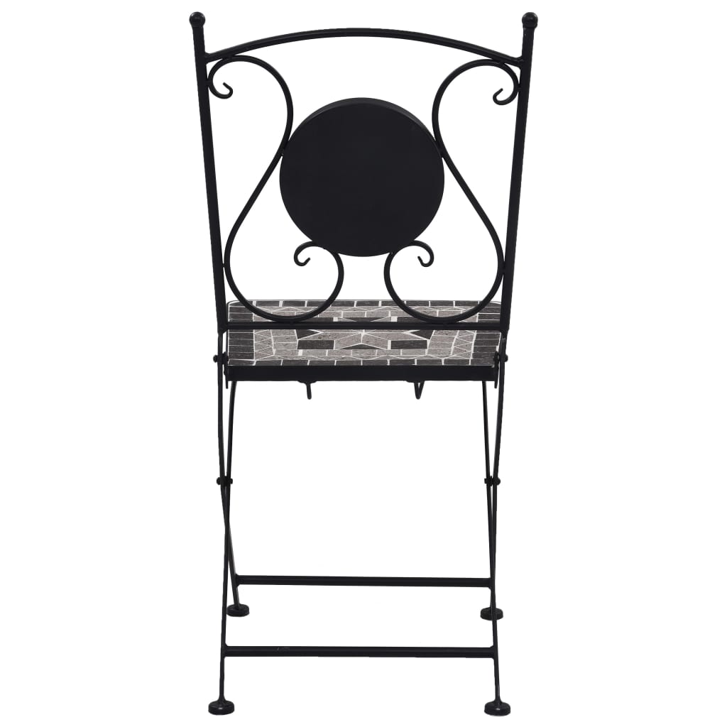 vidaXL Mosaic Bistro Set | Grey and Black | Powder-coated iron and ceramic