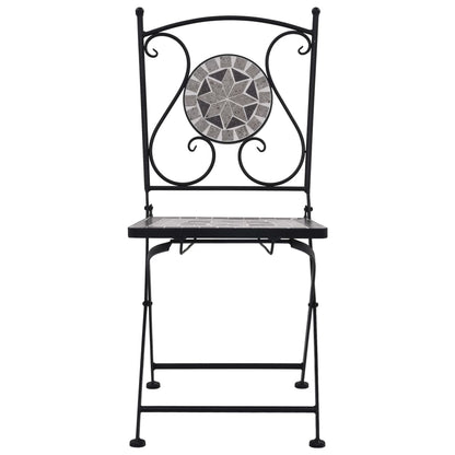 vidaXL Mosaic Bistro Set | Grey and Black | Powder-coated iron and ceramic