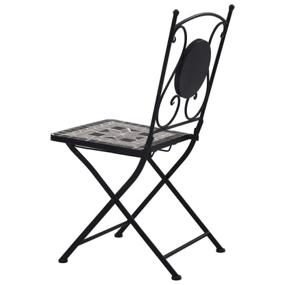 vidaXL Mosaic Bistro Set | Grey and Black | Powder-coated iron and ceramic