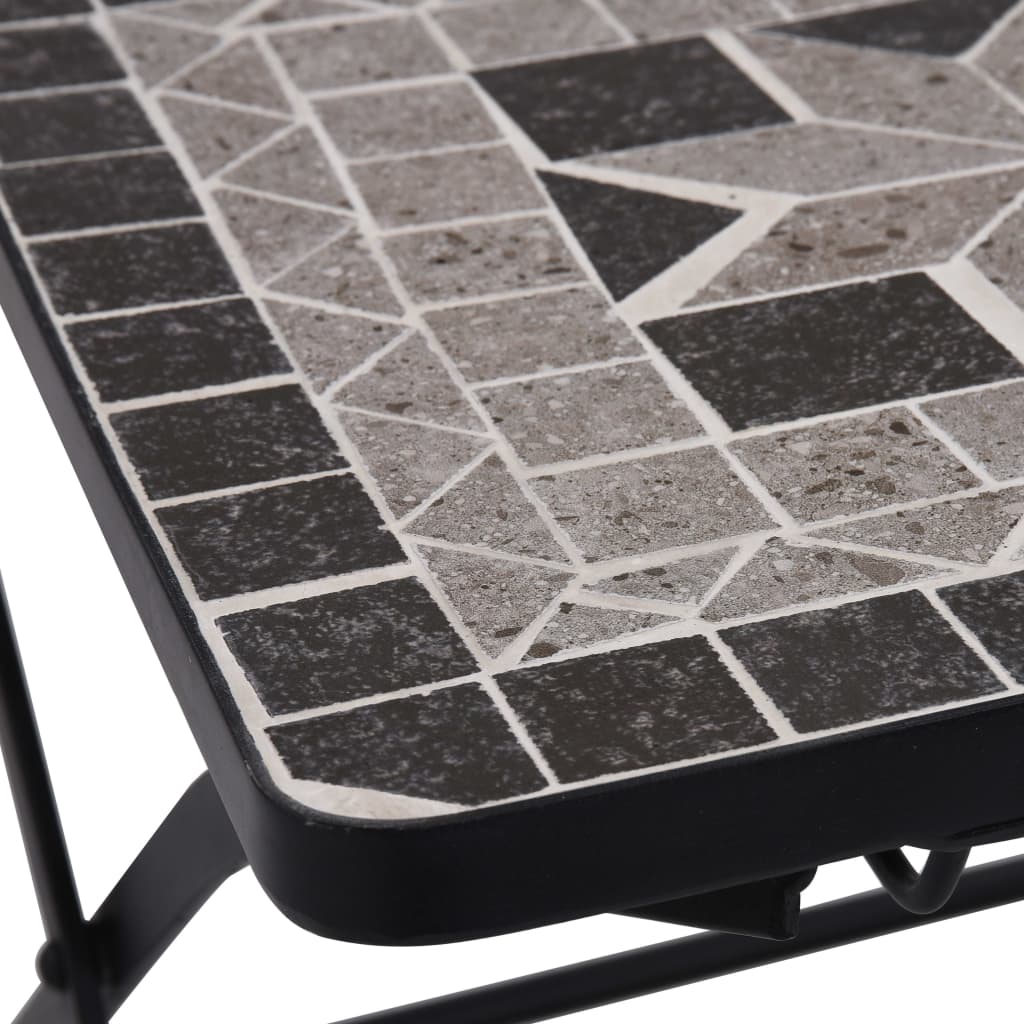 vidaXL Mosaic Bistro Set | Grey and Black | Powder-coated iron and ceramic