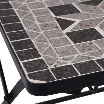 vidaXL Mosaic Bistro Set | Grey and Black | Powder-coated iron and ceramic