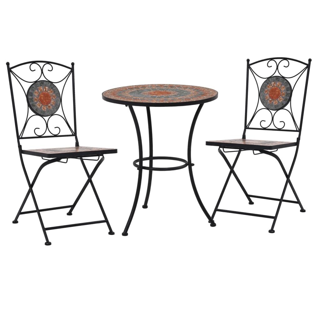 vidaXL Mosaic Bistro Set | Terracotta, Grey, Orange