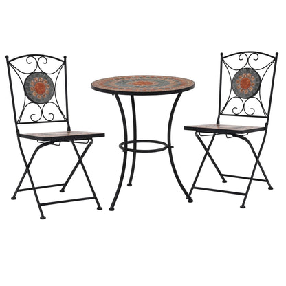 vidaXL Mosaic Bistro Set | Terracotta, Grey, Orange