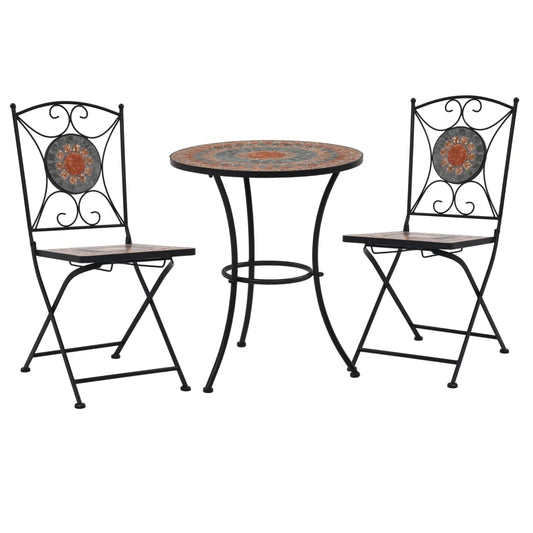vidaXL Mosaic Bistro Set | Terracotta, Grey, Orange