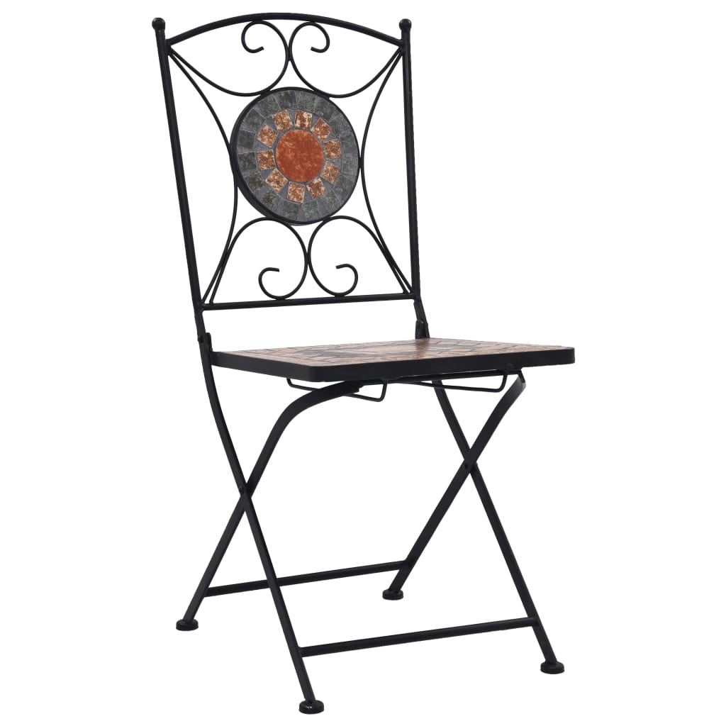 vidaXL Mosaic Bistro Set | Terracotta, Grey, Orange