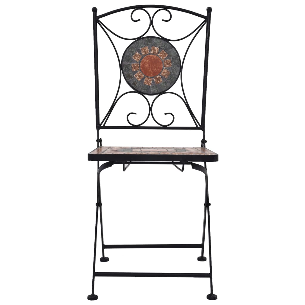 vidaXL Mosaic Bistro Set | Terracotta, Grey, Orange
