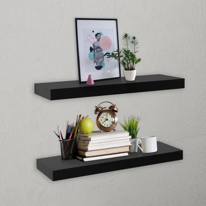 288200 vidaXL Floating Wall Shelves 2 pcs Black 40x20x3,8 cm