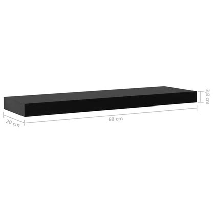 vidaXL Floating Wall Shelves 2 pcs Black 60x20x3.8 cm