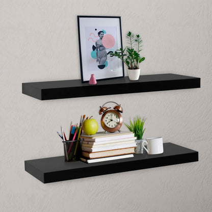 288202 vidaXL Floating Wall Shelves 2 pcs Black 80x20x3,8 cm
