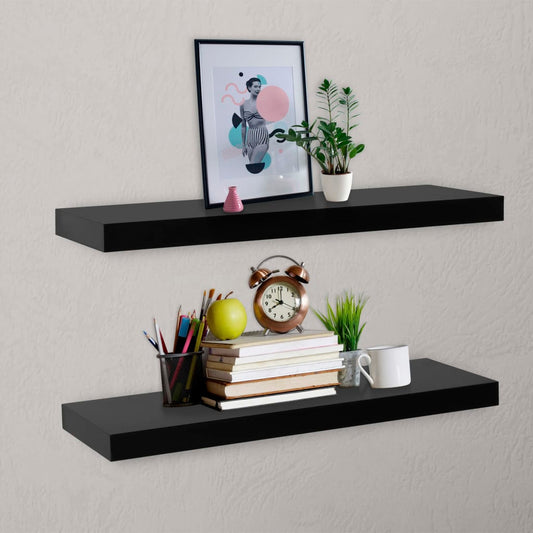 288202 vidaXL Floating Wall Shelves 2 pcs Black 80x20x3,8 cm