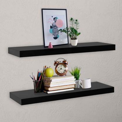 288203 vidaXL Floating Wall Shelves 2 pcs Black 100x20x3,8 cm