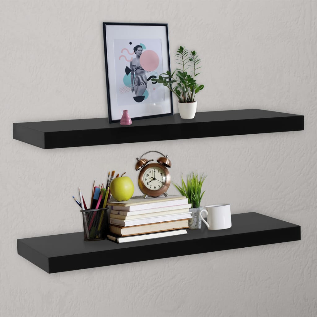 288204 vidaXL Floating Wall Shelves 2 pcs Black 120x20x3,8 cm