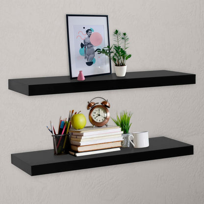 288204 vidaXL Floating Wall Shelves 2 pcs Black 120x20x3,8 cm