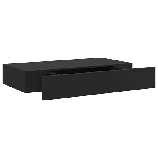 288205 vidaXL Floating Wall Shelf with Drawer Black 48x25x8 cm