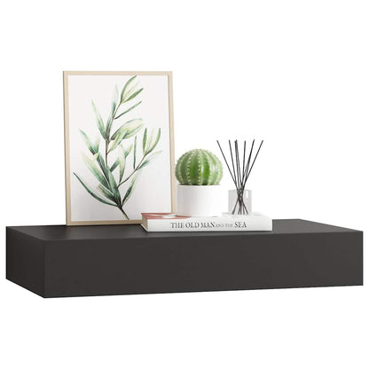 vidaXL Floating Wall Shelf with Drawer Black 48x25x8 cm