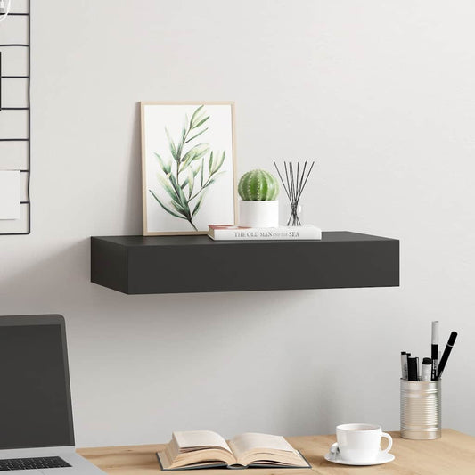 288205 vidaXL Floating Wall Shelf with Drawer Black 48x25x8 cm