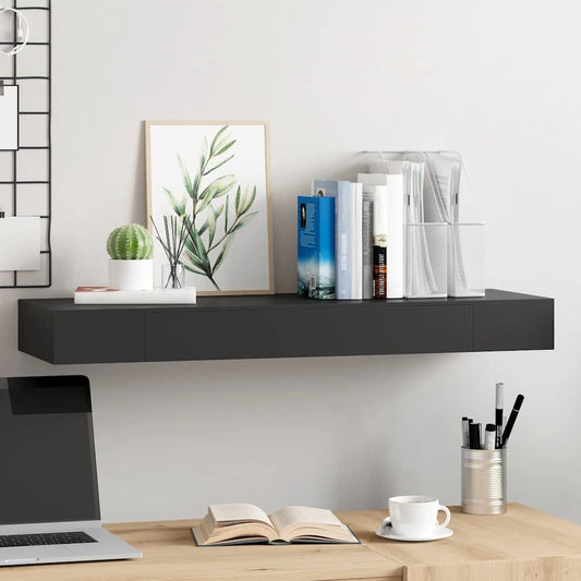 288206 vidaXL Floating Wall Shelf with Drawer Black 80x25x8 cm