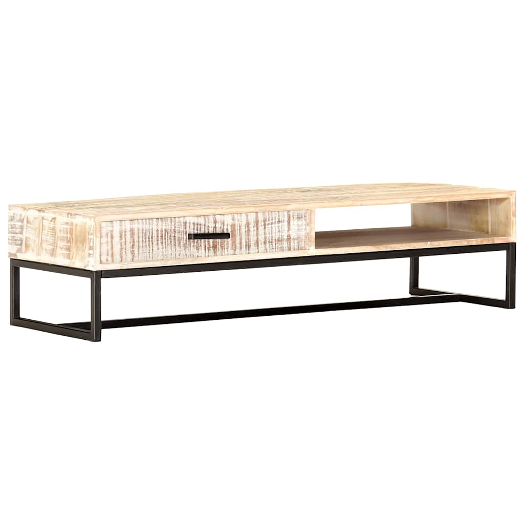 287329 vidaXL Coffee Table White 117x50x30 cm Solid Acacia Wood