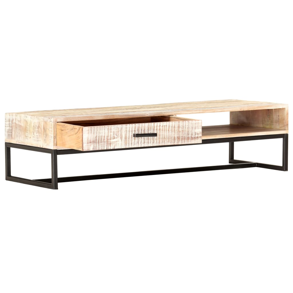 287329 vidaXL Coffee Table White 117x50x30 cm Solid Acacia Wood