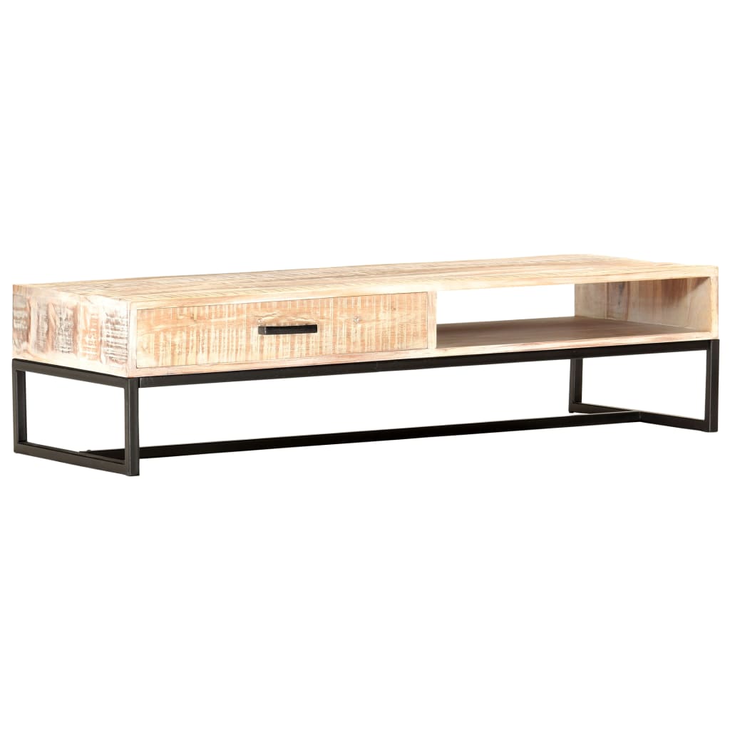 287329 vidaXL Coffee Table White 117x50x30 cm Solid Acacia Wood